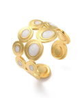 304 Stainless Steel Enamel Cuff Rings, Round Adjustable Rings, Real 18K Gold Plated Jewelry 304 Stainless Steel Enamel Cuff Rings, Round Adjustable Rings, Real 18K Gold Plated Jewelry