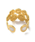 304 Stainless Steel Enamel Cuff Rings, Round Adjustable Rings, Real 18K Gold Plated Jewelry 304 Stainless Steel Enamel Cuff Rings, Round Adjustable Rings, Real 18K Gold Plated Jewelry