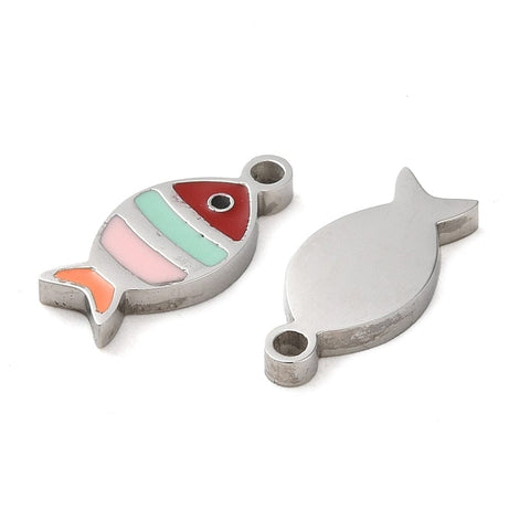 STAINLESS STEEL 304 Stainless Steel Enamel Fish Charms, 5.5x12mm 304 Stainless Steel Enamel Fish Charms, 5.5x12mm