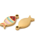 ION GOLD PLATED 304 Stainless Steel Enamel Fish Charms, 5.5x12mm 304 Stainless Steel Enamel Fish Charms, 5.5x12mm