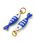 BLUE 304 Stainless Steel Enamel Fish Charms, Ion Plated 304 Stainless Steel Enamel Fish Charms, Ion Plated