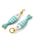 TURQUOISE 304 Stainless Steel Enamel Fish Charms, Ion Plated 304 Stainless Steel Enamel Fish Charms, Ion Plated