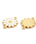 WHITE 304 Stainless Steel Enamel Flower Links, Ion Plating (IP), Golden, 21mm 304 Stainless Steel Enamel Flower Links, Ion Plating (IP), Golden, 21mm