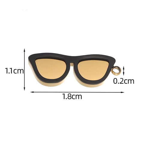 304 Stainless Steel Enamel Glasses Pendants, Real 18K Gold Plated Black Charms, 11x18mm 304 Stainless Steel Enamel Glasses Pendants, Real 18K Gold Plated Black Charms, 11x18mm