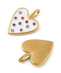 304 Stainless Steel Enamel Heart Pendants – White with Colorful Rhinestones – Real 18K Gold Plated  – 20.5x15mm 304 Stainless Steel Enamel Heart Pendants – White with Colorful Rhinestones – Real 18K Gold Plated  – 20.5x15mm