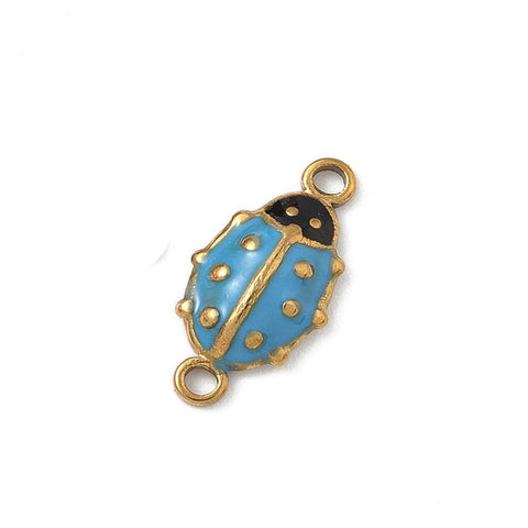 BLUE 304 Stainless Steel Enamel Ladybug Connector – Gold IP Plated 16mm 304 Stainless Steel Enamel Ladybug Connector – Gold IP Plated 16mm | Balzar Crafts