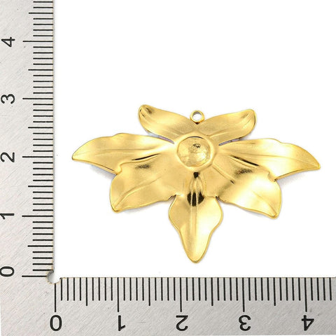 304 Stainless Steel Enamel Leaf Pendant, 18K Gold Plated, 40x26mm 304 Stainless Steel Enamel Leaf Pendant, 18K Gold Plated, 40x26mm
