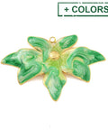 304 Stainless Steel Enamel Leaf Pendant, 18K Gold Plated, 40x26mm 304 Stainless Steel Enamel Leaf Pendant, 18K Gold Plated, 40x26mm