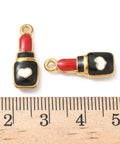 304 Stainless Steel Enamel Lipstick Charms Pendants – IP Golden & Red, 20mm 304 Stainless Steel Enamel Lipstick Charms Pendants – IP Golden & Red, 20mm