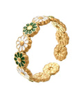 GREEN & WHITE 304 Stainless Steel Enamel Open Cuff Ring 304 Stainless Steel Enamel Open Cuff Ring