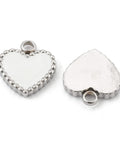 STAINLESS STEEL COLOR 304 Stainless Steel Enamel Pendants, Flat Heart, White, 10mm 304 Stainless Steel Enamel Pendants, Flat Heart, White, 10mm