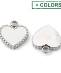 304 Stainless Steel Enamel Pendants, Flat Heart, White, 10mm 304 Stainless Steel Enamel Pendants, Flat Heart, White, 10mm