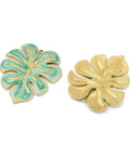 304 Stainless Steel Enamel Pendants, Ion Plated, Monstera Leaf Charms 37x33mm 304 Stainless Steel Enamel Pendants, Ion Plated, Monstera Leaf Charms 37x33mm