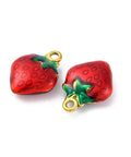 304 Stainless Steel Enamel Pendants, Ion Plated Strawberry Pendant Charm 15mm 304 Stainless Steel Enamel Strawberry Pendants – Ion Plated Fruit Charms for DIY Jewelry & Accessories