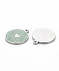 304 Stainless Steel Enamel Pendants, Stainless Steel Color, Flat Round with Heart, Dark Sea Green 17.5x15mm 304 Stainless Steel Enamel Pendants, Stainless Steel Color, Flat Round with Heart, Dark Sea Green 17.5x15mm