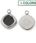 304 Stainless Steel Enamel Rhombus Charms – Black Enamel 304 Stainless Steel Enamel Rhombus Charms – Golden Jewelry Making Supplies