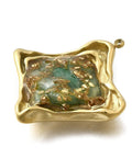 304 Stainless Steel Enamel Rhombus Pendant with Green Aventurine Chips, Golden, 31.5mm 304 Stainless Steel Enamel Rhombus Pendant with Green Aventurine Chips, Golden, 31.5mm