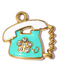 304 Stainless Steel Enamel Telephone Charms, Real 18K Gold Plated, Cyan 304 Stainless Steel Enamel Telephone Charms, Real 18K Gold Plated | Cyprus