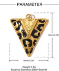 304 Stainless Steel Enamel Triangle Leopard Print Pendants, Real 18K Gold Plated 304 Stainless Steel Triangle Leopard Print Enamel Pendants, 18K Gold Plated