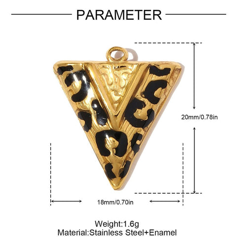 304 Stainless Steel Enamel Triangle Leopard Print Pendants, Real 18K Gold Plated 304 Stainless Steel Triangle Leopard Print Enamel Pendants, 18K Gold Plated