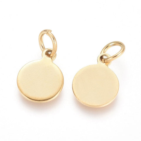 ION GOLD PLATED 304 Stainless Steel Engravable Round Tag Charm 10.5mm 304 Stainless Steel Engravable Round Tag Charm 10.5mm | Balzar Crafts Cyprus
