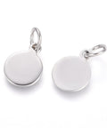 STAINLESS STEEL COLOR 304 Stainless Steel Engravable Round Tag Charm 10.5mm 304 Stainless Steel Engravable Round Tag Charm 10.5mm | Balzar Crafts Cyprus