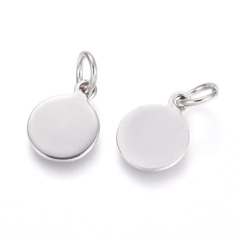 STAINLESS STEEL COLOR 304 Stainless Steel Engravable Round Tag Charm 10.5mm 304 Stainless Steel Engravable Round Tag Charm 10.5mm | Balzar Crafts Cyprus