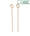 304 Stainless Steel Eye Pins, Ion Plated, Real 18K Gold Plated 304 Stainless Steel Eye Pins, Ion Plated, Real 18K Gold Plated
