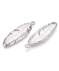 STAINLESS STEEL COLOR 304 Stainless Steel Feather Pendants, 46x15mm 304 Stainless Steel Feather Pendants, 46x15mm 
