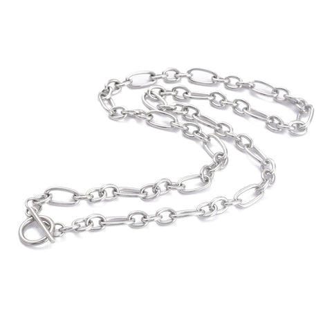 STAINLESS STEEL COLOR 304 Stainless Steel Figaro Chain Necklaces, with Toggle Clasps, 52.3cm 304 Stainless Steel Figaro Chain Necklaces, with Toggle Clasps, 52.3cm