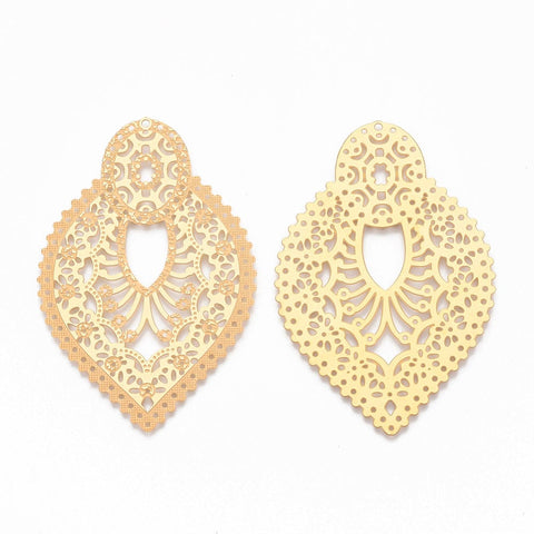 304 Stainless Steel Filigree Joiners, Teardrop, Golden, 67x44x0.5mm 304 Stainless Steel Filigree Joiners, Teardrop, Golden, 67x44x0.5mm