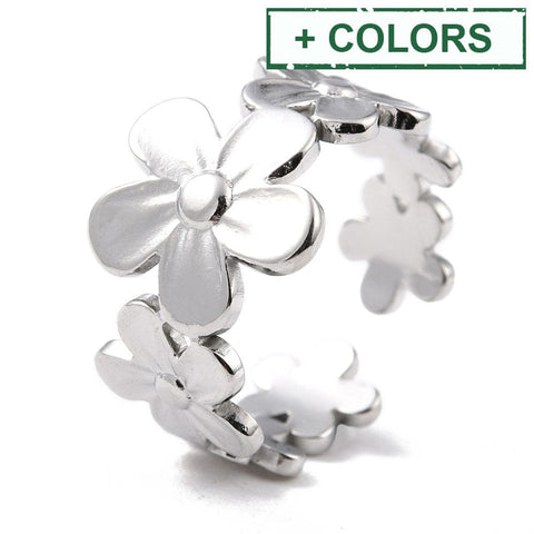304 Stainless Steel Finger Rings, Cuff Rings, Sunflower 304 Stainless Steel Finger Rings, Cuff Rings, Sunflower