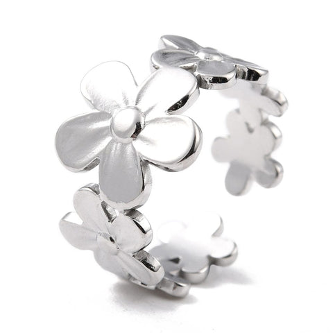 STAINLESS STEEL COLOR 304 Stainless Steel Finger Rings, Cuff Rings, Sunflower 304 Stainless Steel Finger Rings, Cuff Rings, Sunflower