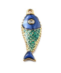 304 Stainless Steel Fish Pendant, 18K Gold Plated, Dark Cyan 304 Stainless Steel Fish Pendant, 18K Gold Plated, Dark Cyan