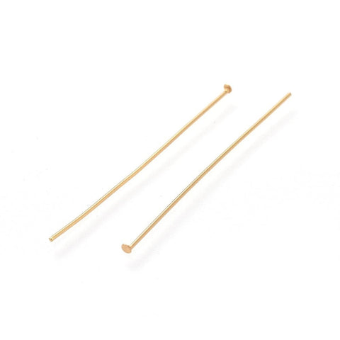 304 Stainless Steel Flat Head Pins, Real 18K Gold Plated, 45mm 304 Stainless Steel Flat Head Pins, Real 18K Gold Plated, 45mm