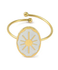 304 Stainless Steel Flat Round with Sun, Enamel 304 Stainless Steel Flat Round with Sun, Enamel
