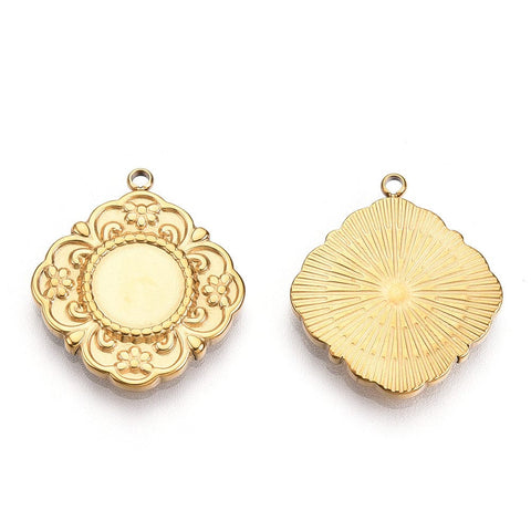304 Stainless Steel Flower Cabochon Setting 8mm – 14K Gold Plated 304 Stainless Steel Flower Cabochon Setting 8mm – 14K Gold Plated