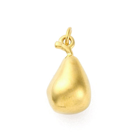 PEAR 17x9mm 304 Stainless Steel Fruit Charms, with Jump Ring, 18K Gold Plated 304 Stainless Steel Fruit Charms, with Jump Ring, 18K Gold Plated