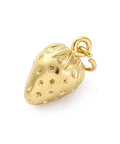 STRAWBERRY 14x8.5mm 304 Stainless Steel Fruit Charms, with Jump Ring, 18K Gold Plated 304 Stainless Steel Fruit Charms, with Jump Ring, 18K Gold Plated