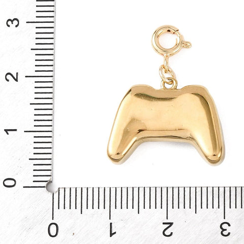 304 Stainless Steel Game Machine Pendant Gold Enamel Rhinestone 27mm 304 Stainless Steel Game Machine Pendant Gold Enamel Rhinestone 27mm