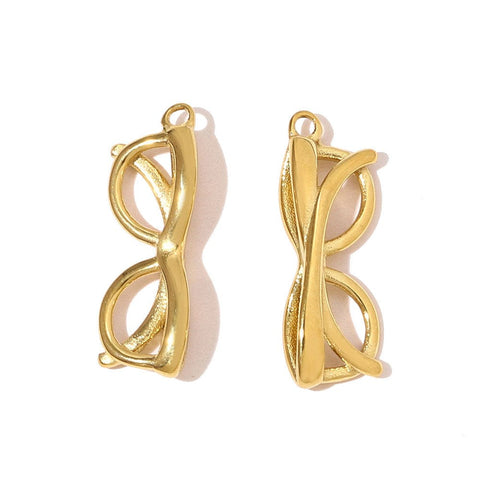 304 Stainless Steel Glasses Charm 18K Gold Plated 22mm Pendant 304 Stainless Steel Glasses Charm 18K Gold Plated 22mm Pendant