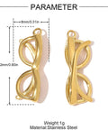 304 Stainless Steel Glasses Charm 18K Gold Plated 22mm Pendant 304 Stainless Steel Glasses Charm 18K Gold Plated 22mm Pendant
