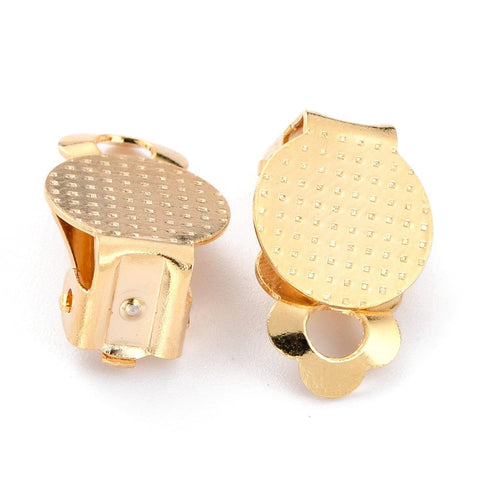 GOLDEN 304 Stainless Steel Gold Clip-On Earring Findings 16mm – Flat Pad 304 Stainless Steel Gold Clip-On Earring Findings 16mm – Flat Pad | Balzar Crafts