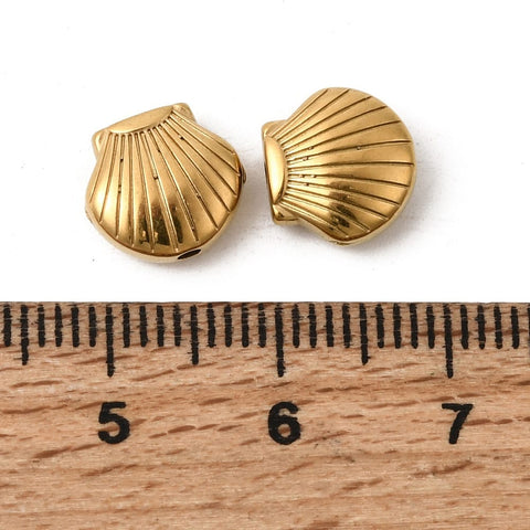 304 Stainless Steel Golden Shell Charms – IP Plated, 9x10mm 304 Stainless Steel Golden Shell Charms – IP Plated, 9x10mm