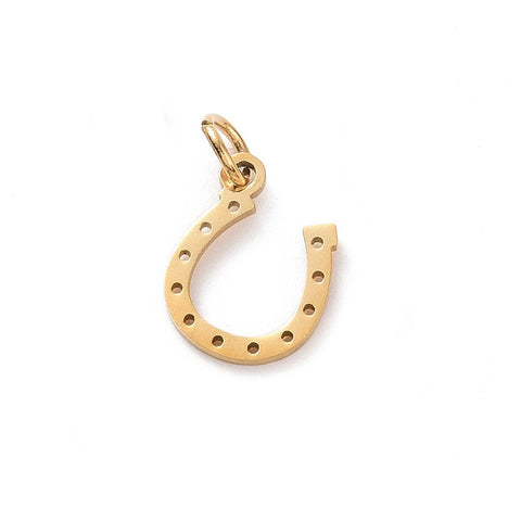 ION GOLD PLATED 304 Stainless Steel Horseshoe Charms, 13×10mm 304 Stainless Steel Horseshoe Charms, 13×10mm