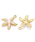 WHITE ENAMEL 304 Stainless Steel Ion Plated Starfish Pendants with Enamel, 18K Gold Plated, 22x25mm 304 Stainless Steel Ion Plated Starfish Pendants with Enamel, 18K Gold Plated, 22x25mm