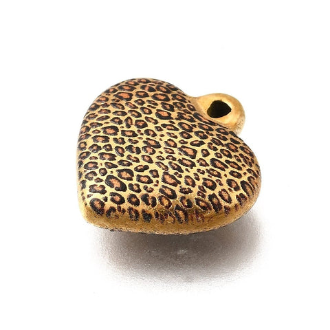 ION GOLD PLATED 304 Stainless Steel Leopard Print Heart Pendant, 16mm 304 Stainless Steel Leopard Heart Pendant 16mm – Printed Charm | Balzar Crafts