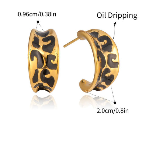 304 Stainless Steel Leopard Print Stud Earrings – 18K Gold Plated C-Shaped Enamel Earrings 304 Stainless Steel Leopard Print Stud Earrings – 18K Gold Plated C-Shaped Enamel Earrings