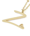 Z 304 Stainless Steel Letter & Heart Necklace – Personalized Pendant, 40-45cm 304 Stainless Steel Letter & Heart Necklace – Personalized Pendant, 40-45cm