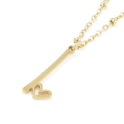 I 304 Stainless Steel Letter & Heart Necklace – Personalized Pendant, 40-45cm 304 Stainless Steel Letter & Heart Necklace – Personalized Pendant, 40-45cm